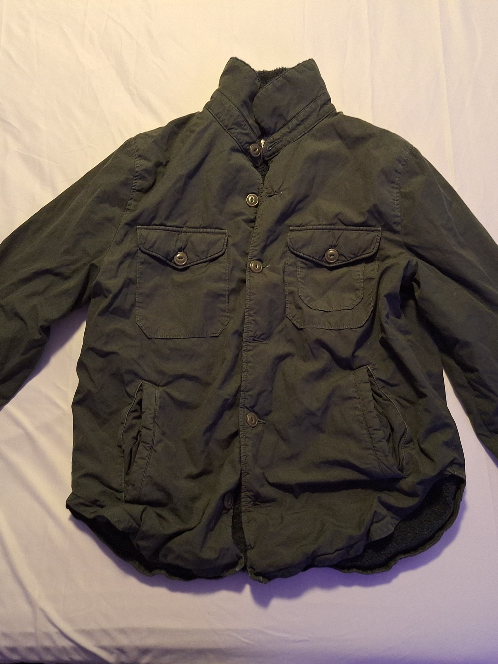 S.K U Men's Military-Style Olive Green Field Jacket
